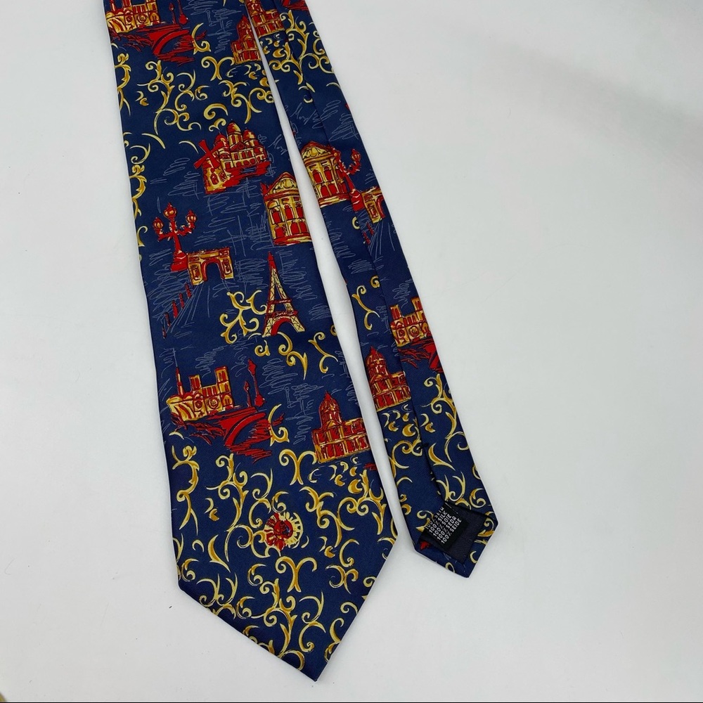 ROGER L. Pais men’s silk tie in Paris print made in Italy